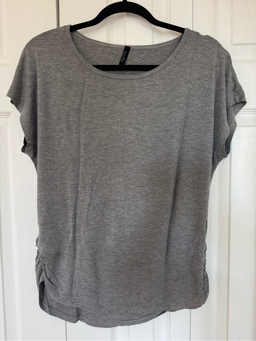 Everyday Grey Short Sleeve Tee with Side Shirring